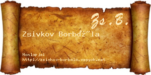 Zsivkov Borbála névjegykártya