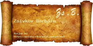 Zsivkov Borbála névjegykártya